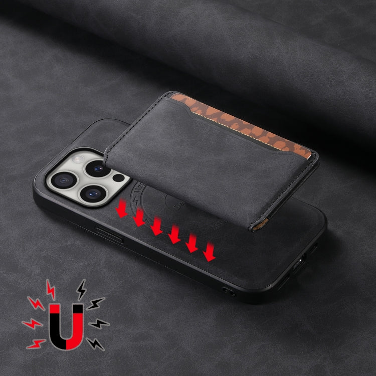 Denior D13 Retro Texture Leather MagSafe Card Bag Phone Case