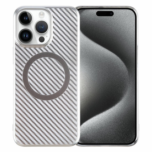 6D Plated Carbon Fiber Clear Magsafe PC Phone Case, For iPhone 15 Pro Max, For iPhone 15 Pro, For iPhone 15 Plus, For iPhone 15