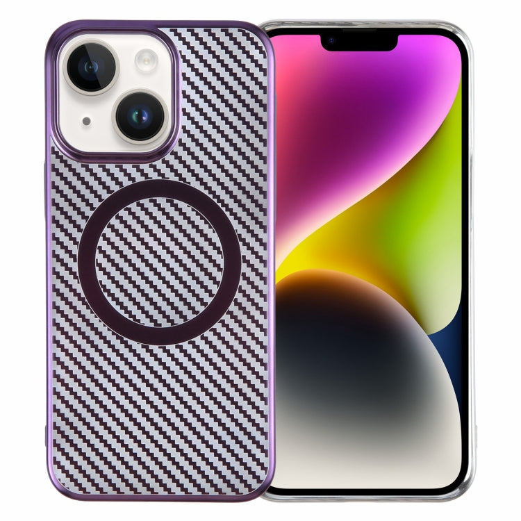 6D Plated Carbon Fiber Clear Magsafe PC Phone Case, For iPhone 14 Plus, For iPhone 14, For iPhone 14 Pro, For iPhone 14 Pro Max