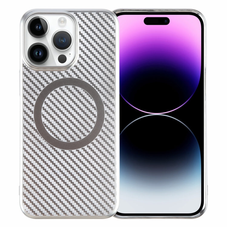 6D Plated Carbon Fiber Clear Magsafe PC Phone Case, For iPhone 14 Plus, For iPhone 14, For iPhone 14 Pro, For iPhone 14 Pro Max