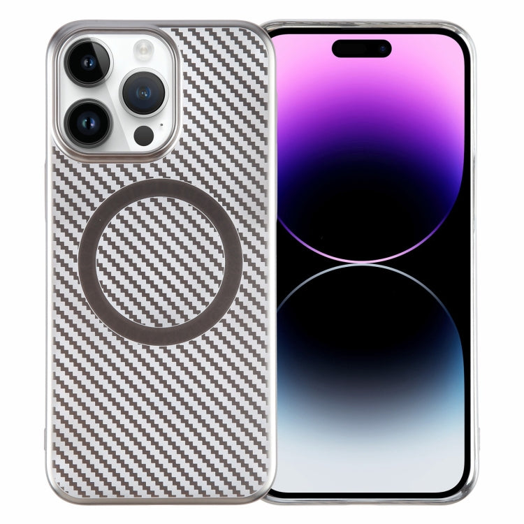 6D Plated Carbon Fiber Clear Magsafe PC Phone Case, For iPhone 14 Plus, For iPhone 14, For iPhone 14 Pro, For iPhone 14 Pro Max