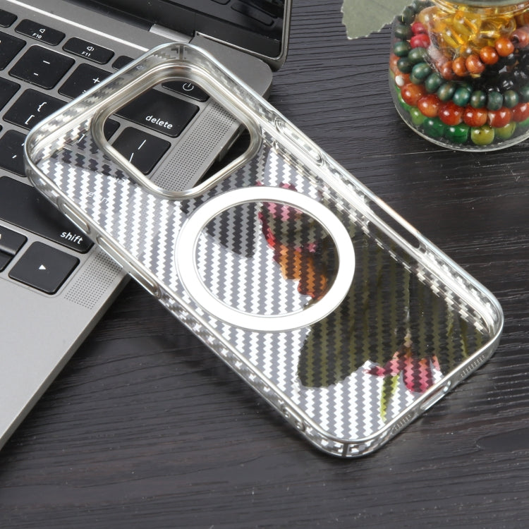 6D Plated Carbon Fiber Clear Magsafe PC Phone Case, For iPhone 16 Pro Max, For iPhone 16 Pro, For iPhone 16 Plus, For iPhone 16