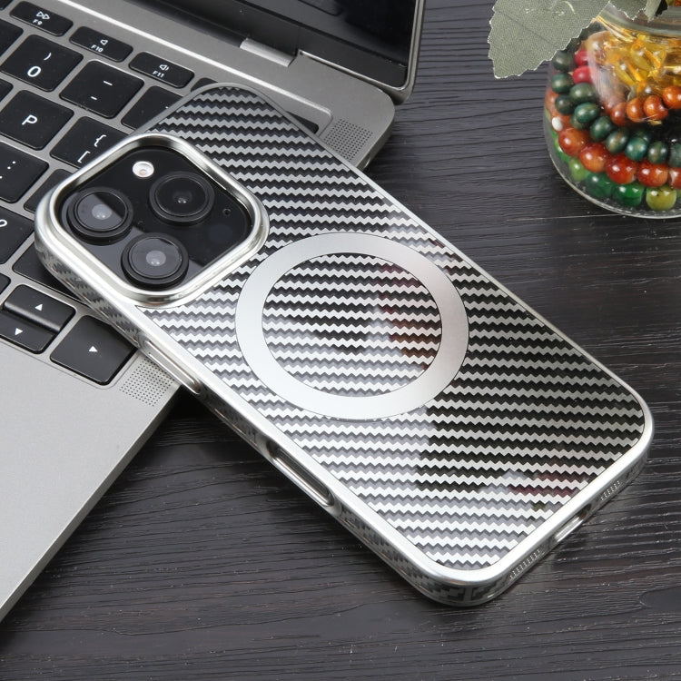 6D Plated Carbon Fiber Clear Magsafe PC Phone Case, For iPhone 16 Pro Max, For iPhone 16 Pro, For iPhone 16 Plus, For iPhone 16