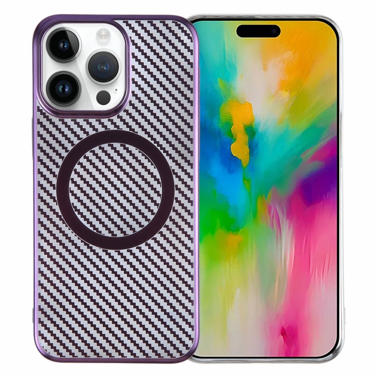 6D Plated Carbon Fiber Clear Magsafe PC Phone Case, For iPhone 16 Pro Max, For iPhone 16 Pro, For iPhone 16 Plus, For iPhone 16