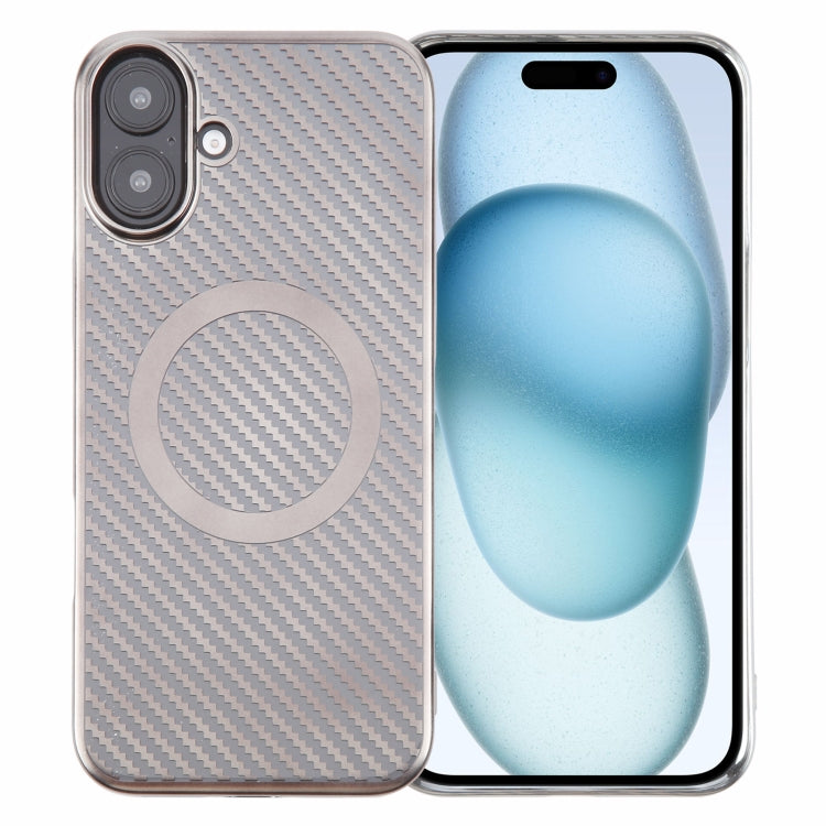 6D Plated Carbon Fiber Clear Magsafe PC Phone Case, For iPhone 16 Pro Max, For iPhone 16 Pro, For iPhone 16 Plus, For iPhone 16