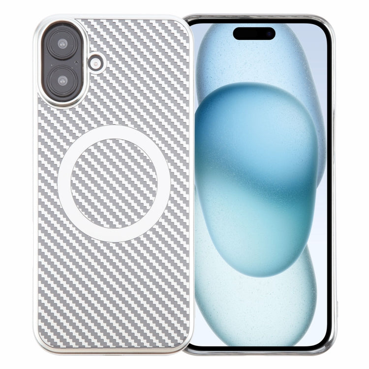 6D Plated Carbon Fiber Clear Magsafe PC Phone Case, For iPhone 16 Pro Max, For iPhone 16 Pro, For iPhone 16 Plus, For iPhone 16