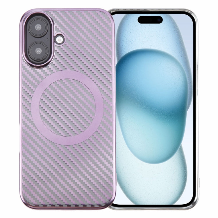 6D Plated Carbon Fiber Clear Magsafe PC Phone Case, For iPhone 16 Pro Max, For iPhone 16 Pro, For iPhone 16 Plus, For iPhone 16