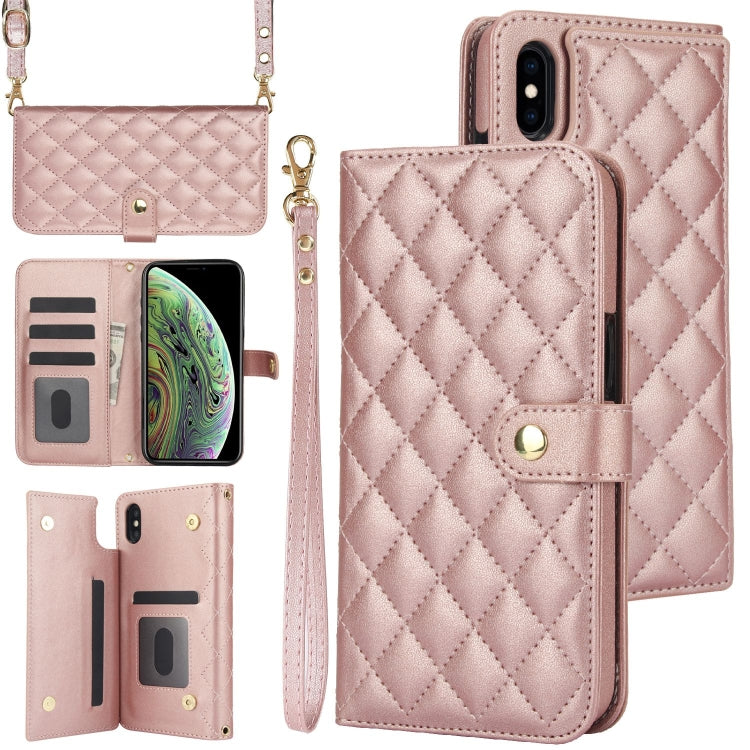 Crossbody Multifunction Rhombic Leather Phone Case, For iPhone 11 Pro, For iPhone X / XS, For iPhone XR