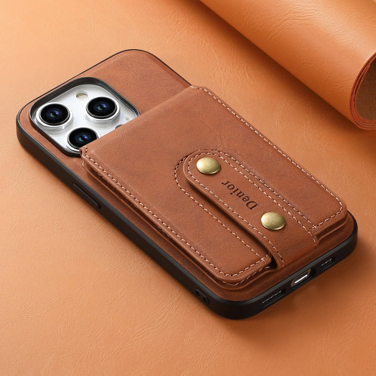 Denior D14 NK Retro Pattern MagSafe Magnetic Card Holder Leather Phone Case