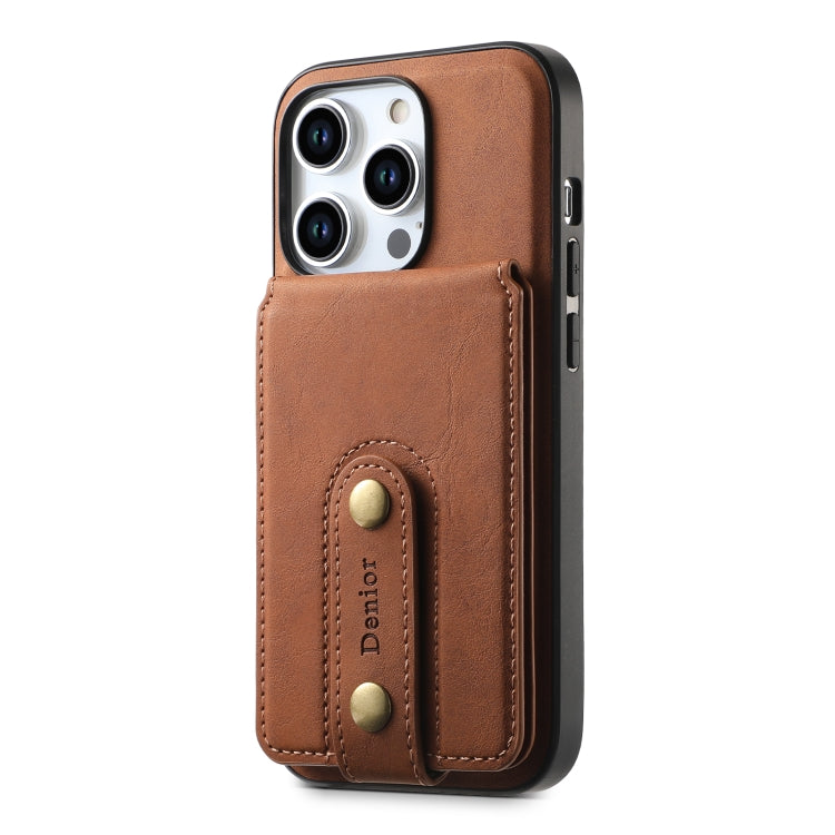 Denior D14 NK Retro Pattern MagSafe Magnetic Card Holder Leather Phone Case