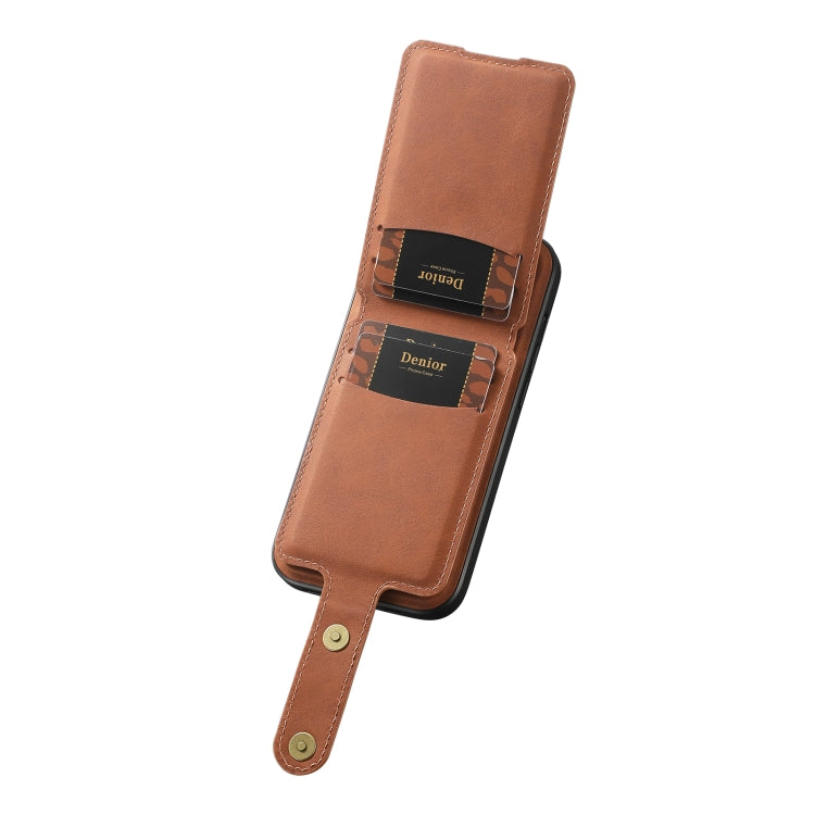 Denior D14 NK Retro Pattern MagSafe Magnetic Card Holder Leather Phone Case