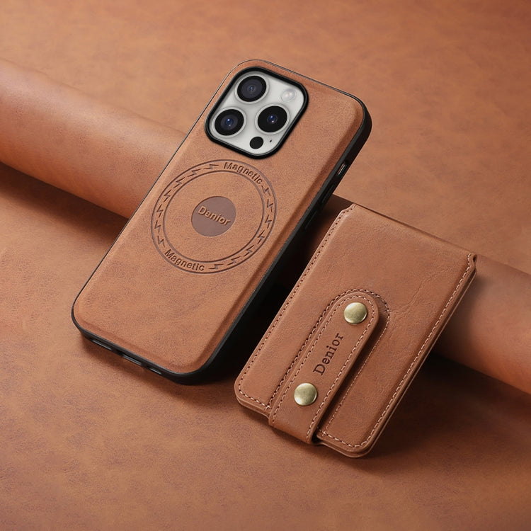 Denior D14 NK Retro Pattern MagSafe Magnetic Card Holder Leather Phone Case