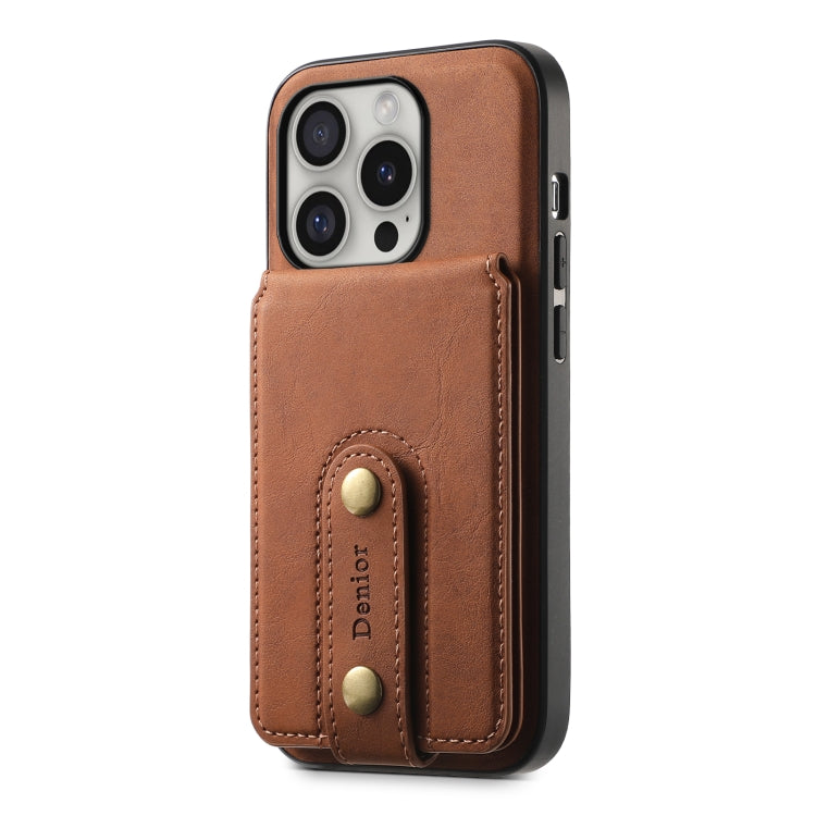 Denior D14 NK Retro Pattern MagSafe Magnetic Card Holder Leather Phone Case