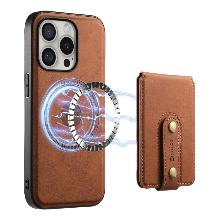 Denior D14 NK Retro Pattern MagSafe Magnetic Card Holder Leather Phone Case
