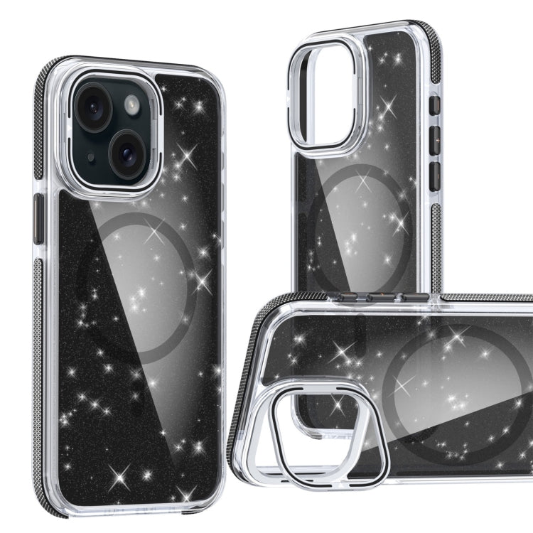 Two-color Glitter Powder Lens Holder Magsafe Phone Case, For iPhone 15 Plus, For iPhone 15, For iPhone 14 Plus, For iPhone 14, For iPhone 14 Pro, For iPhone 14 Pro Max