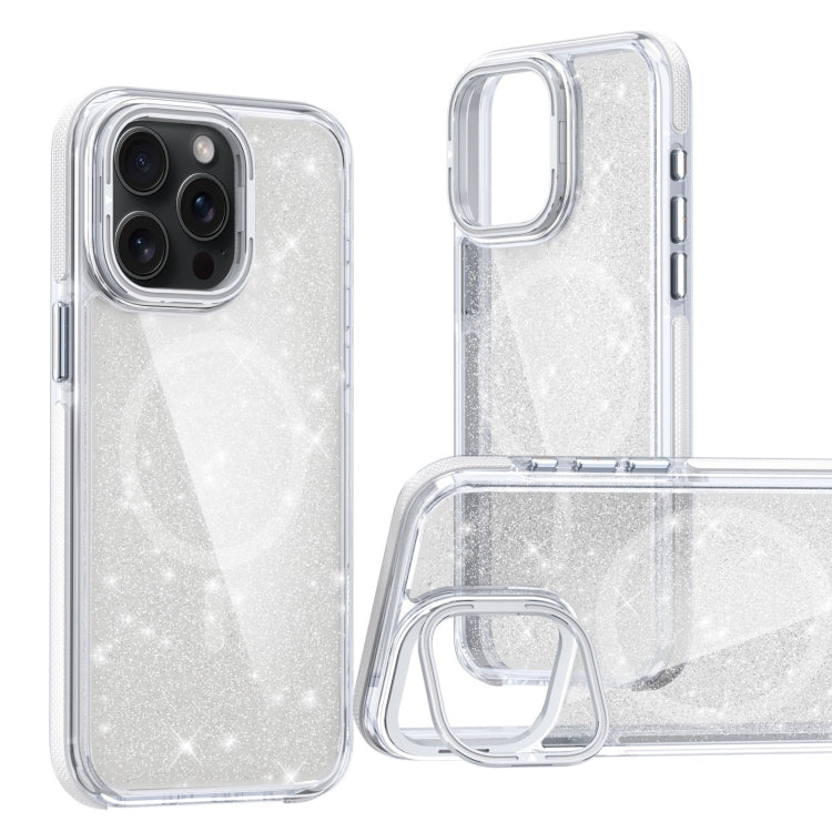 Two-color Glitter Powder Lens Holder Magsafe Phone Case, For iPhone 15 Plus, For iPhone 15, For iPhone 14 Plus, For iPhone 14, For iPhone 14 Pro, For iPhone 14 Pro Max