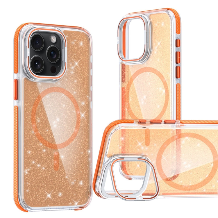 Two-color Glitter Powder Lens Holder Magsafe Phone Case, For iPhone 15 Plus, For iPhone 15, For iPhone 14 Plus, For iPhone 14, For iPhone 14 Pro, For iPhone 14 Pro Max
