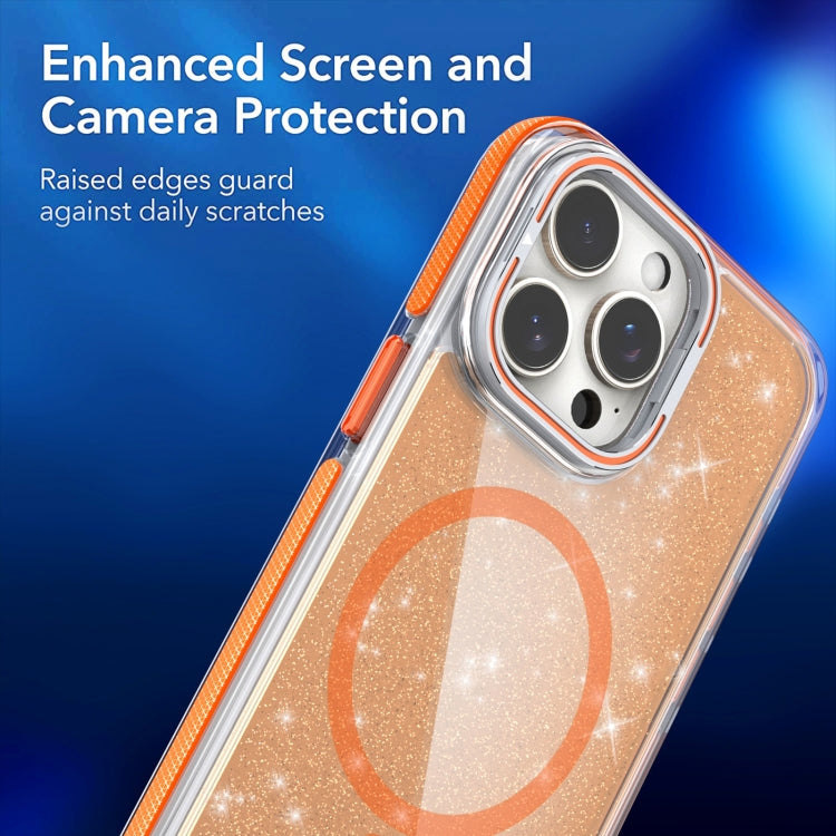 Two-color Glitter Powder Lens Holder Magsafe Phone Case, For iPhone 15 Plus, For iPhone 15, For iPhone 14 Plus, For iPhone 14, For iPhone 14 Pro, For iPhone 14 Pro Max