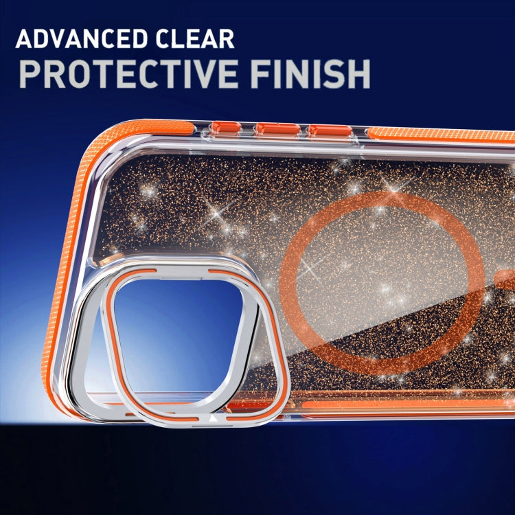 Two-color Glitter Powder Lens Holder Magsafe Phone Case, For iPhone 15 Plus, For iPhone 15, For iPhone 14 Plus, For iPhone 14, For iPhone 14 Pro, For iPhone 14 Pro Max