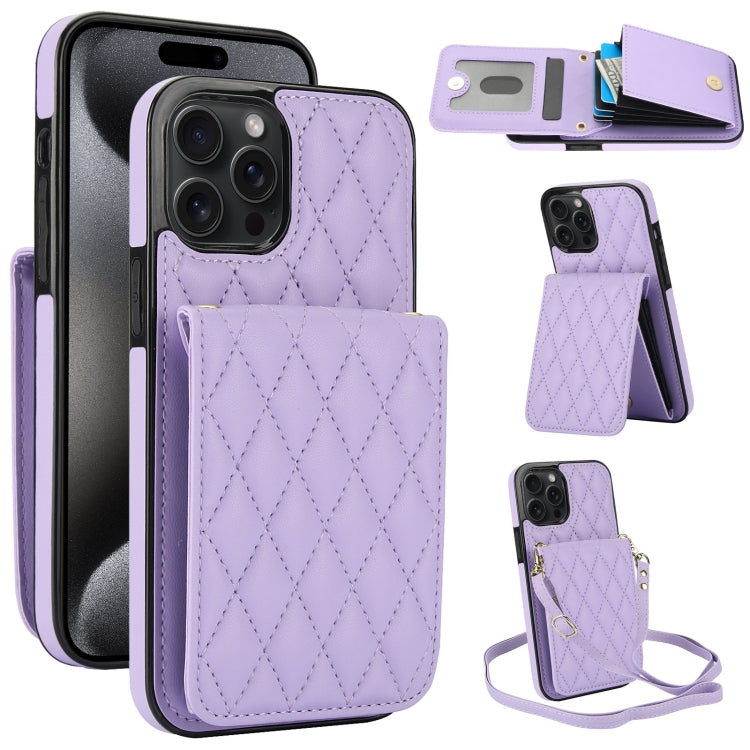 YM015 Crossbody Rhombic Card Bag RFID Phone Case, For iPhone 15 Pro Max, For iPhone 15 Pro, For iPhone 15 Plus, For iPhone 15