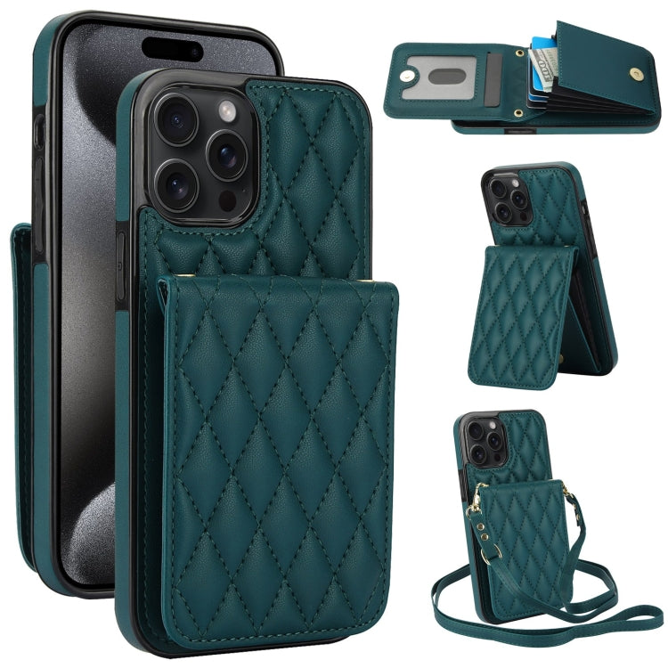 YM015 Crossbody Rhombic Card Bag RFID Phone Case, For iPhone 15 Pro Max, For iPhone 15 Pro, For iPhone 15 Plus, For iPhone 15
