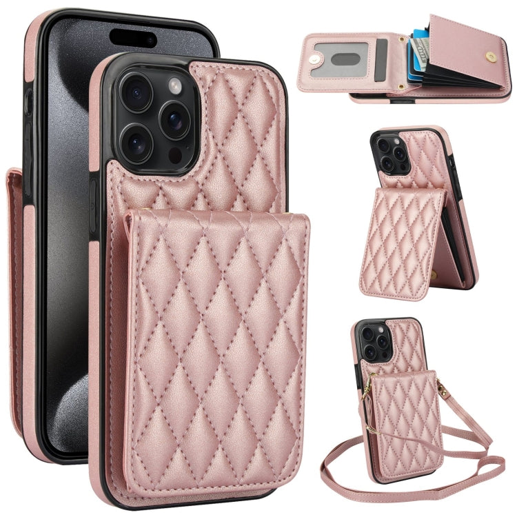 YM015 Crossbody Rhombic Card Bag RFID Phone Case, For iPhone 15 Pro Max, For iPhone 15 Pro, For iPhone 15 Plus, For iPhone 15