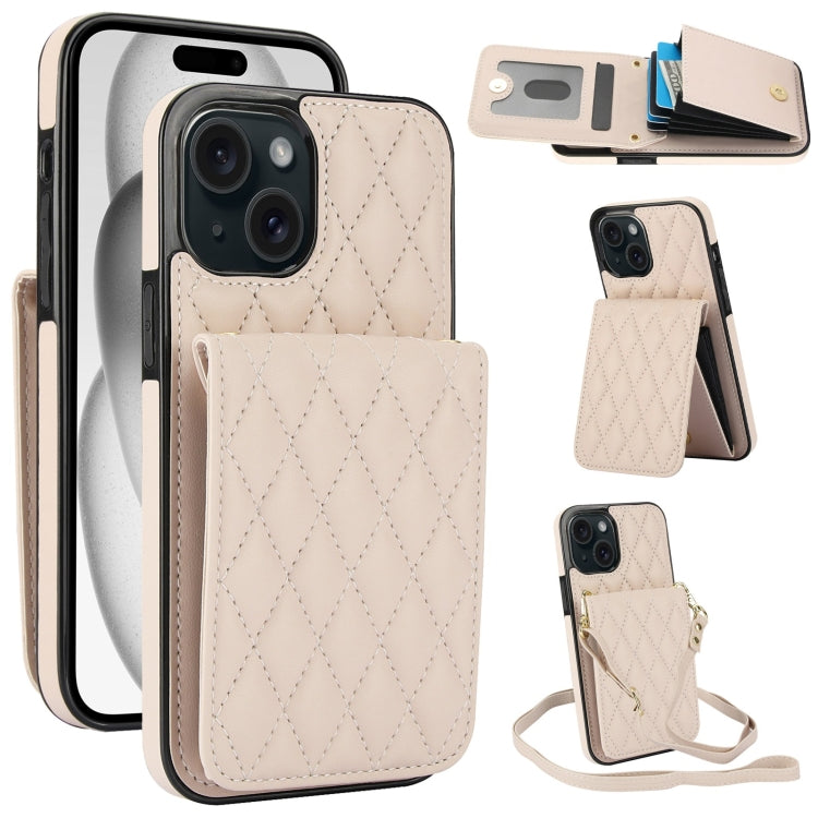 YM015 Crossbody Rhombic Card Bag RFID Phone Case, For iPhone 15 Pro Max, For iPhone 15 Pro, For iPhone 15 Plus, For iPhone 15