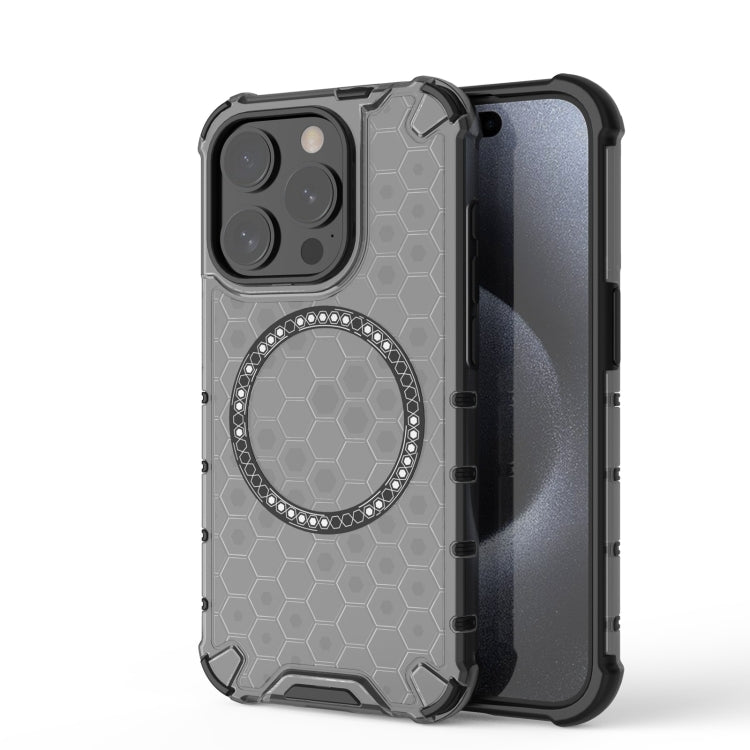 Honeycomb Magnetic Ring Shockproof Phone Case, For iPhone 16, For iPhone 15 Pro Max, For iPhone 15 Pro, For iPhone 15 Plus