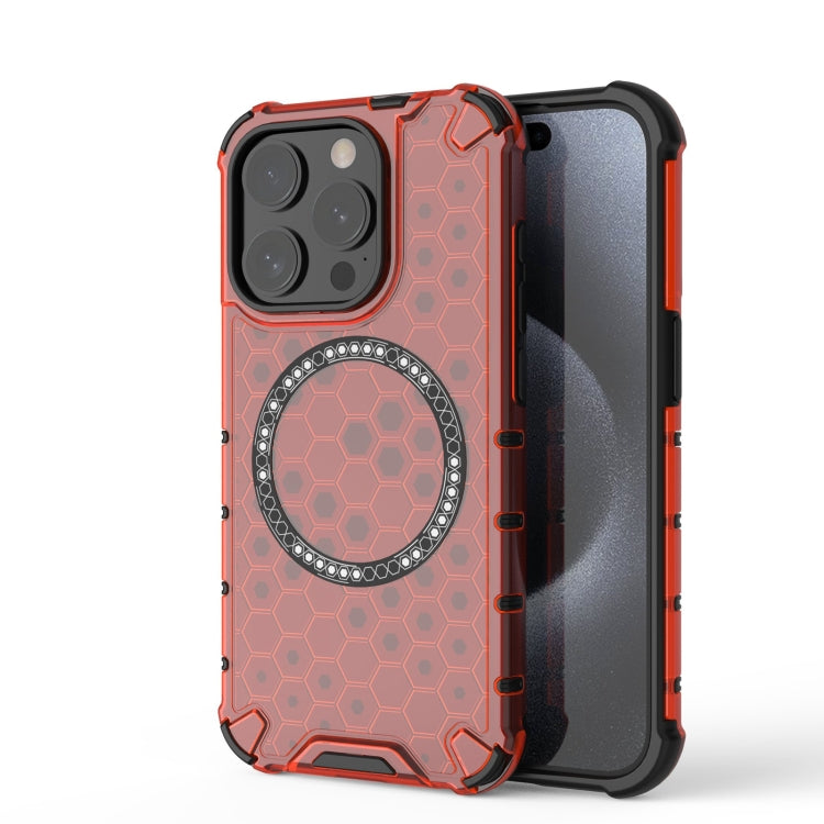 Honeycomb Magnetic Ring Shockproof Phone Case, For iPhone 16, For iPhone 15 Pro Max, For iPhone 15 Pro, For iPhone 15 Plus