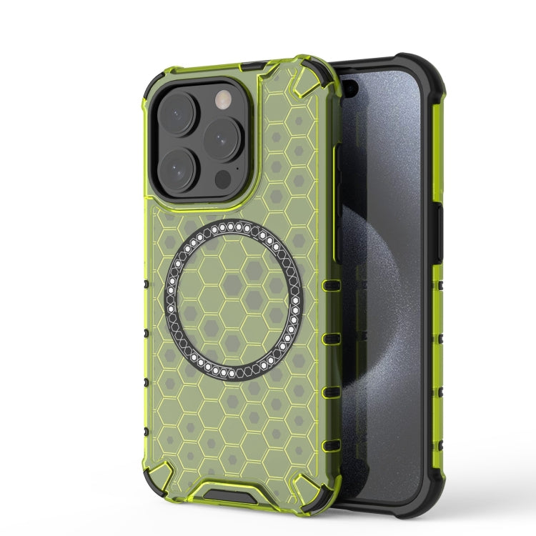 Honeycomb Magnetic Ring Shockproof Phone Case, For iPhone 16, For iPhone 15 Pro Max, For iPhone 15 Pro, For iPhone 15 Plus