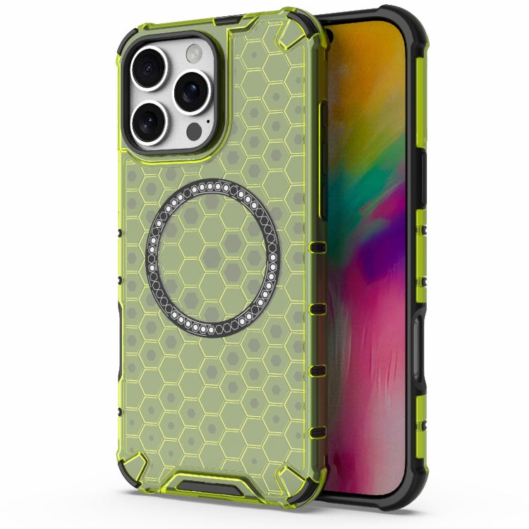 Honeycomb Magnetic Ring Shockproof Phone Case, For iPhone 16e, For iPhone 16 Pro Max, For iPhone 16 Pro, For iPhone 16 Plus