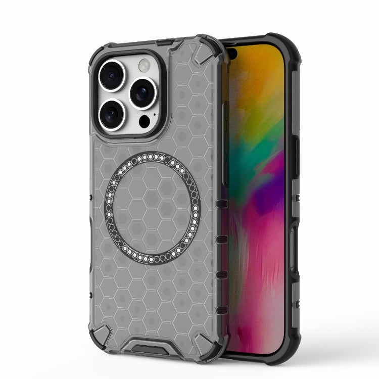 Honeycomb Magnetic Ring Shockproof Phone Case, For iPhone 16e, For iPhone 16 Pro Max, For iPhone 16 Pro, For iPhone 16 Plus