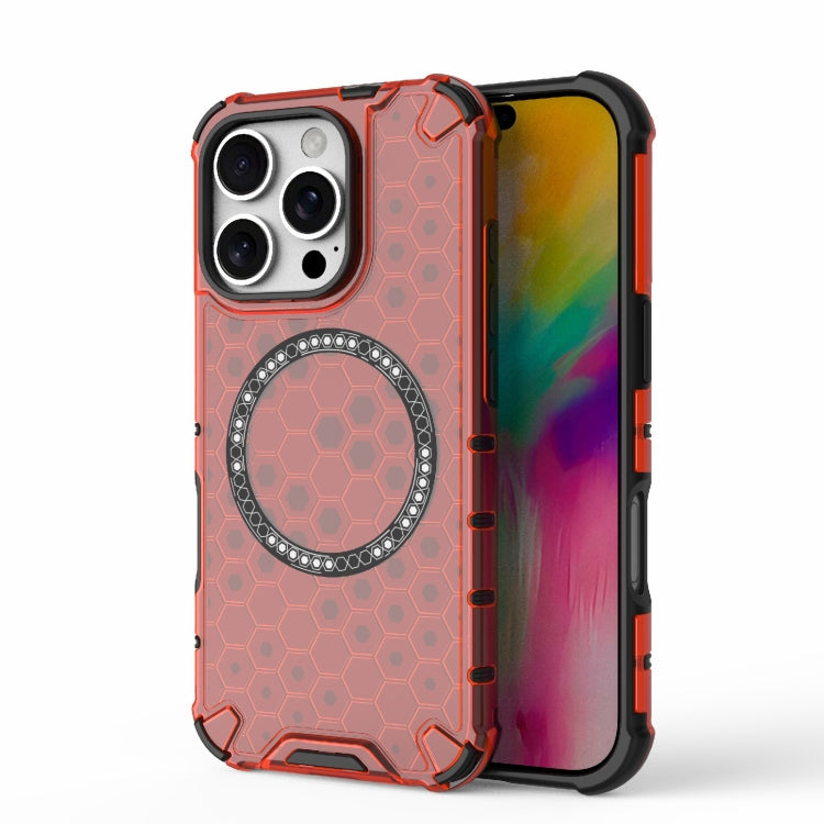 Honeycomb Magnetic Ring Shockproof Phone Case, For iPhone 16e, For iPhone 16 Pro Max, For iPhone 16 Pro, For iPhone 16 Plus
