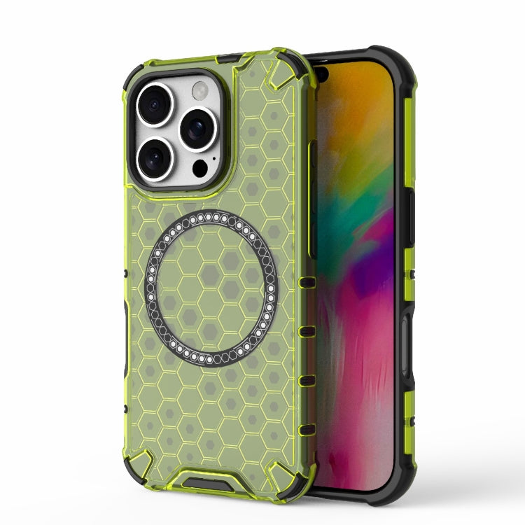 Honeycomb Magnetic Ring Shockproof Phone Case, For iPhone 16e, For iPhone 16 Pro Max, For iPhone 16 Pro, For iPhone 16 Plus