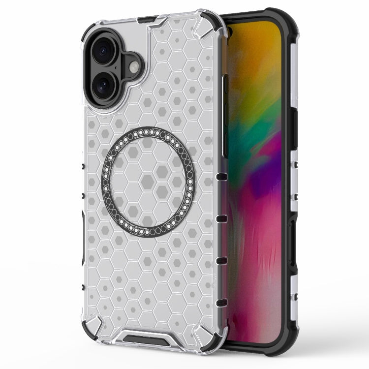 Honeycomb Magnetic Ring Shockproof Phone Case, For iPhone 16e, For iPhone 16 Pro Max, For iPhone 16 Pro, For iPhone 16 Plus