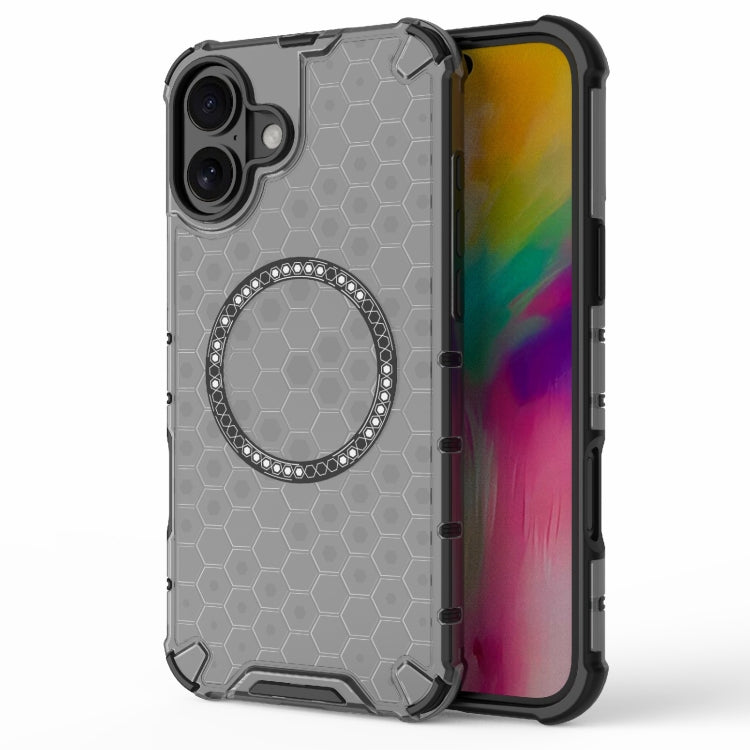 Honeycomb Magnetic Ring Shockproof Phone Case, For iPhone 16e, For iPhone 16 Pro Max, For iPhone 16 Pro, For iPhone 16 Plus