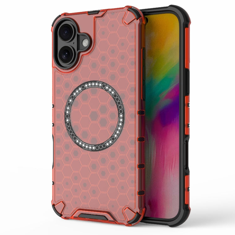 Honeycomb Magnetic Ring Shockproof Phone Case, For iPhone 16e, For iPhone 16 Pro Max, For iPhone 16 Pro, For iPhone 16 Plus