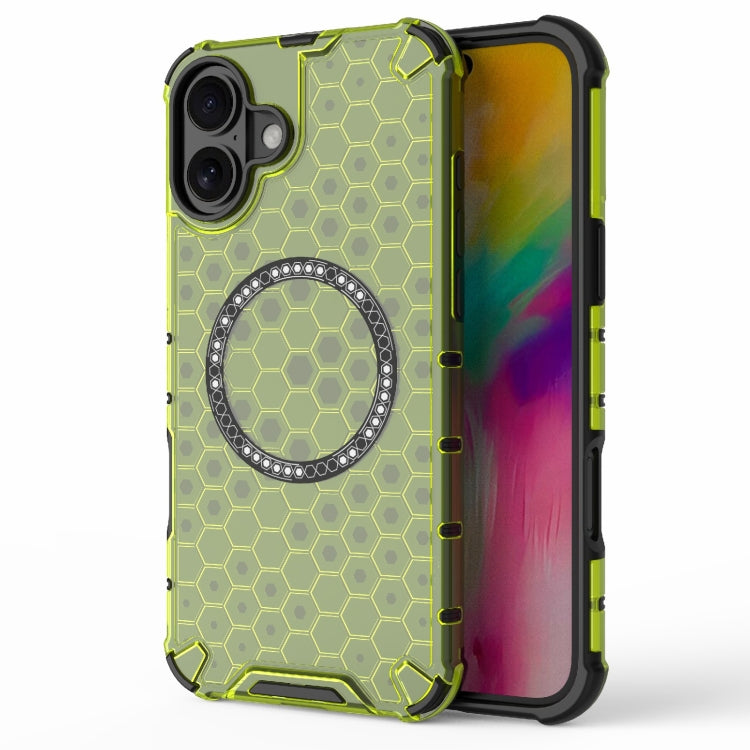Honeycomb Magnetic Ring Shockproof Phone Case, For iPhone 16e, For iPhone 16 Pro Max, For iPhone 16 Pro, For iPhone 16 Plus