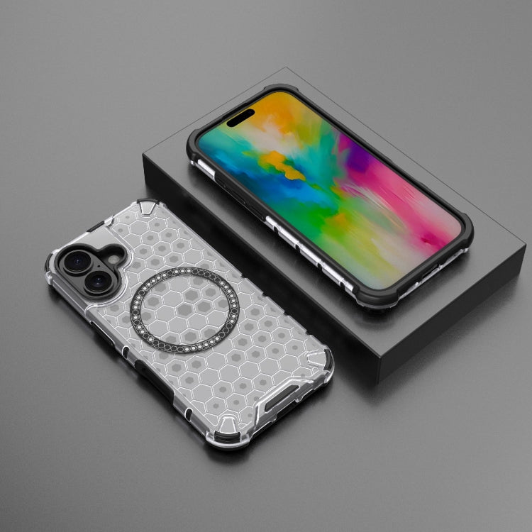 Honeycomb Magnetic Ring Shockproof Phone Case, For iPhone 16, For iPhone 15 Pro Max, For iPhone 15 Pro, For iPhone 15 Plus