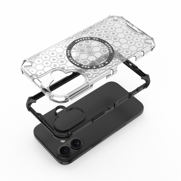 Honeycomb Magnetic Ring Shockproof Phone Case, For iPhone 16, For iPhone 15 Pro Max, For iPhone 15 Pro, For iPhone 15 Plus