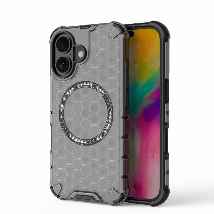 Honeycomb Magnetic Ring Shockproof Phone Case, For iPhone 16, For iPhone 15 Pro Max, For iPhone 15 Pro, For iPhone 15 Plus
