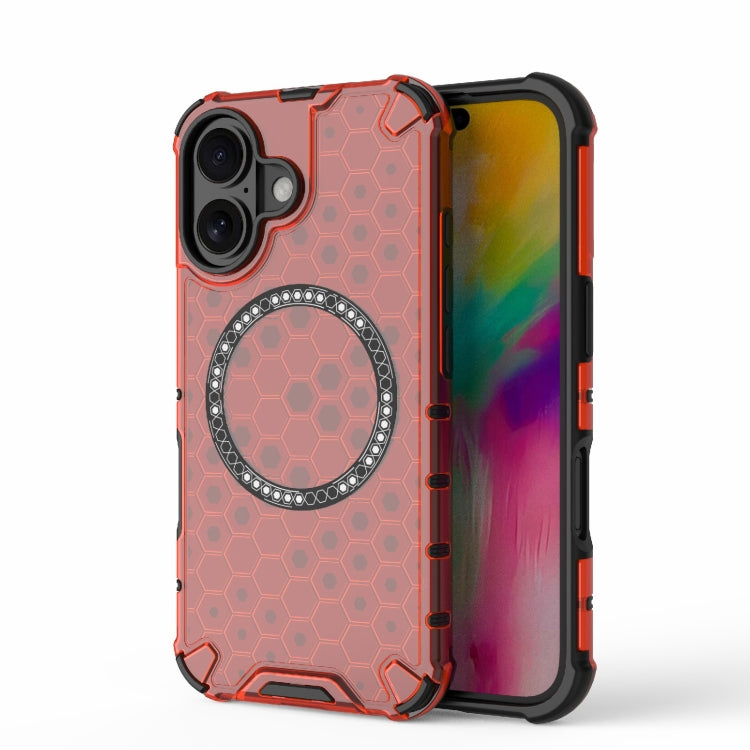 Honeycomb Magnetic Ring Shockproof Phone Case, For iPhone 16, For iPhone 15 Pro Max, For iPhone 15 Pro, For iPhone 15 Plus