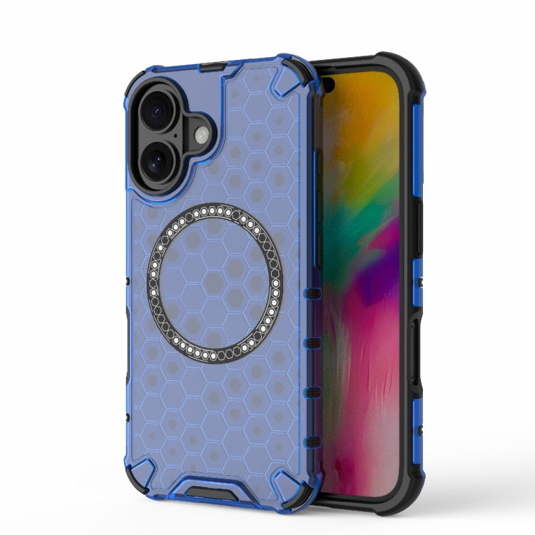 Honeycomb Magnetic Ring Shockproof Phone Case, For iPhone 16, For iPhone 15 Pro Max, For iPhone 15 Pro, For iPhone 15 Plus
