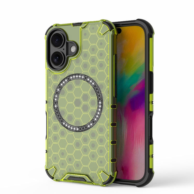 Honeycomb Magnetic Ring Shockproof Phone Case, For iPhone 16, For iPhone 15 Pro Max, For iPhone 15 Pro, For iPhone 15 Plus