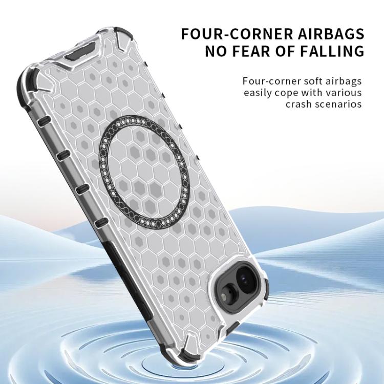 Honeycomb Magnetic Ring Shockproof Phone Case, For iPhone 16e, For iPhone 16 Pro Max, For iPhone 16 Pro, For iPhone 16 Plus