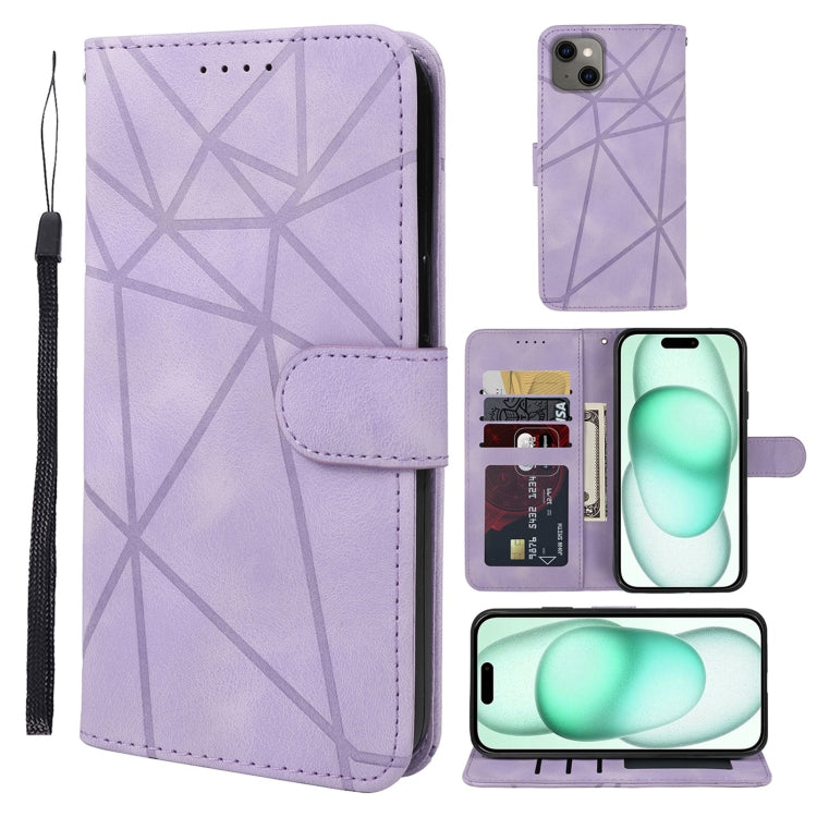 Skin Feel Geometric Lines Leather Phone Case, For iPhone 15 Pro Max, For iPhone 15 Pro, For iPhone 15 Plus, For iPhone 15