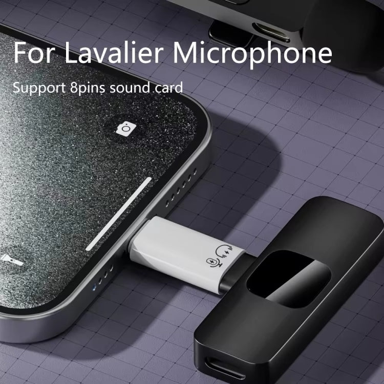 8 Pin Female to Type-C Male Adapter Audio Sound Card Connector, No Hanging Ear, With Hanging Ear