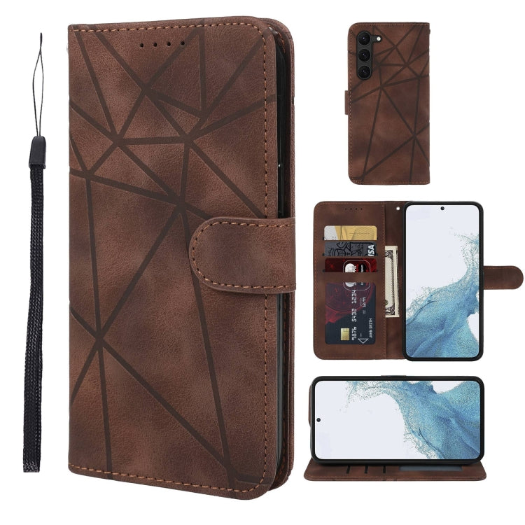 Skin Feel Geometric Lines Leather Phone Case
