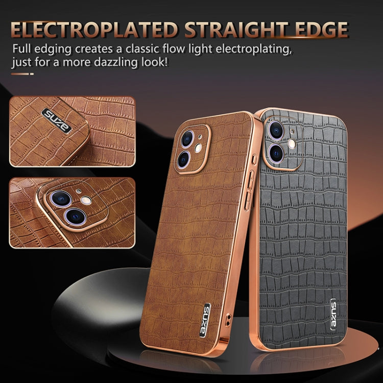 AZNS Electroplated Frame Crocodile Texture Full Coverage Phone Case