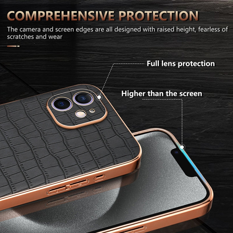 AZNS Electroplated Frame Crocodile Texture Full Coverage Phone Case